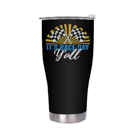 It's Race Day Y'all Stainless Steel Tumblers, Race Day Checkered
