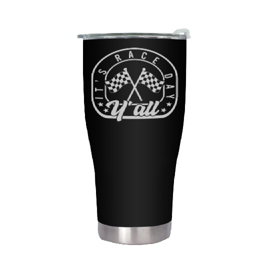 It's Race Day Y'all Stainless Steel Tumblers, Race Day Checkered