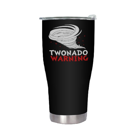 Funny 2nd Bday Twonado Warning Tornado Birthday Stainless Steel Tumblers