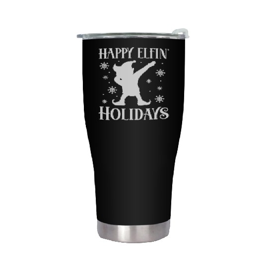 Christmas Happy Elfin Holidays Funny Elf Xmas Gift Stainless Steel Tumblers