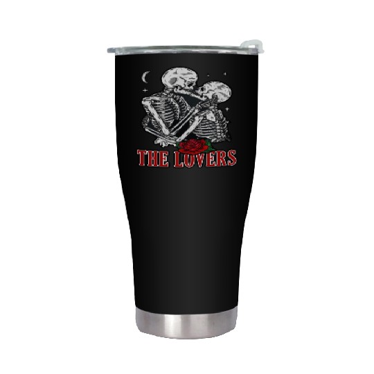 The Lovers Vintage Tarot Card Astrology Skull Stainless Steel Tumblers