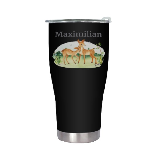 Waldtier Reh Flowers Name Maximilian Stainless Steel Tumblers