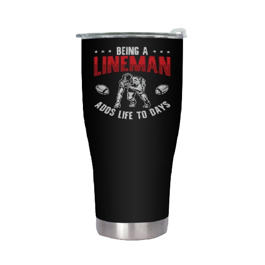 Football Lineman Life Football Player Sports Stainless Steel Tumblers
