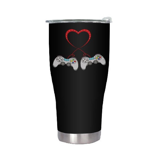 Love Controller Play Video Game Heart Gamer Gaming Stainless Steel Tumblers
