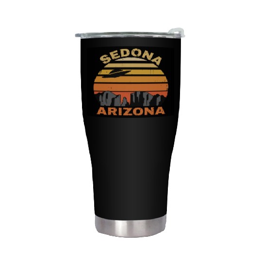 Sedona Arizonna Retro Sunset and UFO Stainless Steel Tumblers
