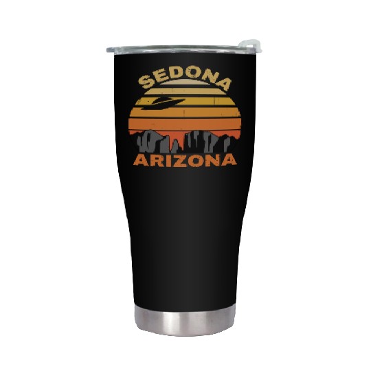 Sedona Arizonna Retro Sunset and UFO Stainless Steel Tumblers