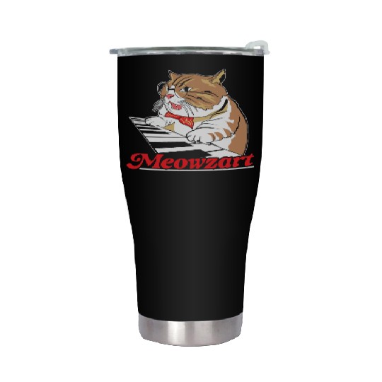 Meowzart Piano Cat Musician Musical Pianist Music Stainless Steel Tumblers