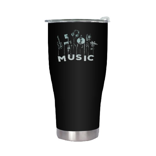 Musical Notes Vinyl Guitar Music Lover Stainless Steel Tumblers