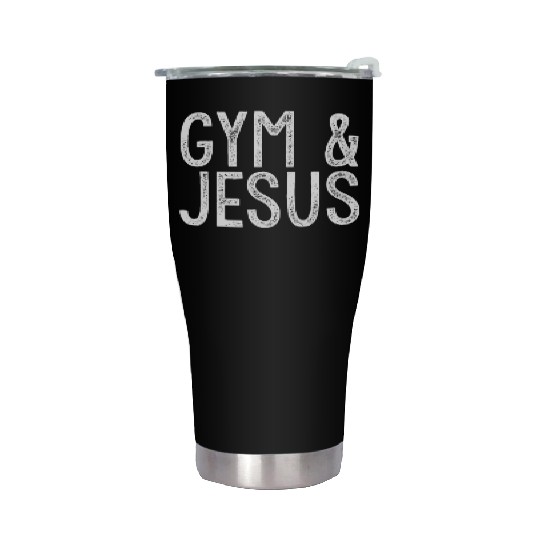 Gym and Jesus Christian Workout Gym and Jesus Stainless Steel Tumblers
