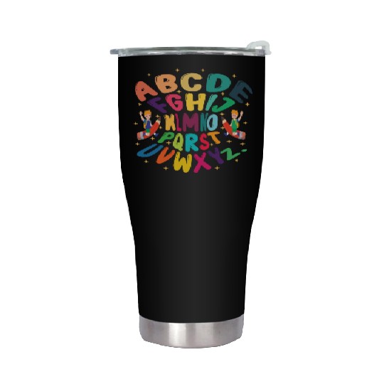 funny kindergarten hi alphabet back to school Stainless Steel Tumblers