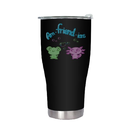 Frog And Axolotl Kawaii Best Friends Stainless Steel Tumblers