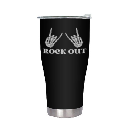 rock and roll rock out skeleton hand peace sign Stainless Steel Tumblers