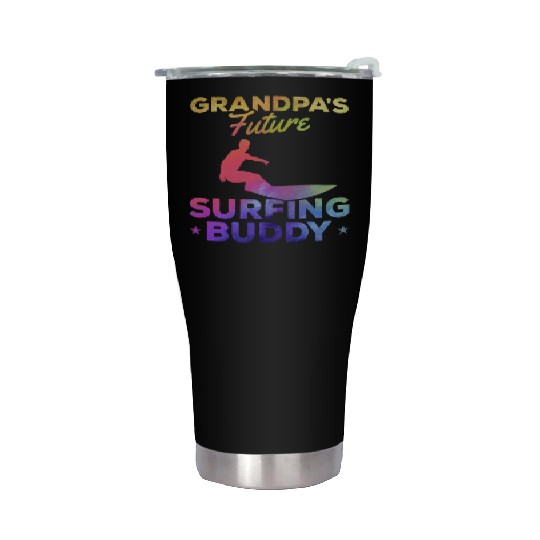 Surfing Baby Newborn Surfer Grandpa's Future Stainless Steel Tumblers