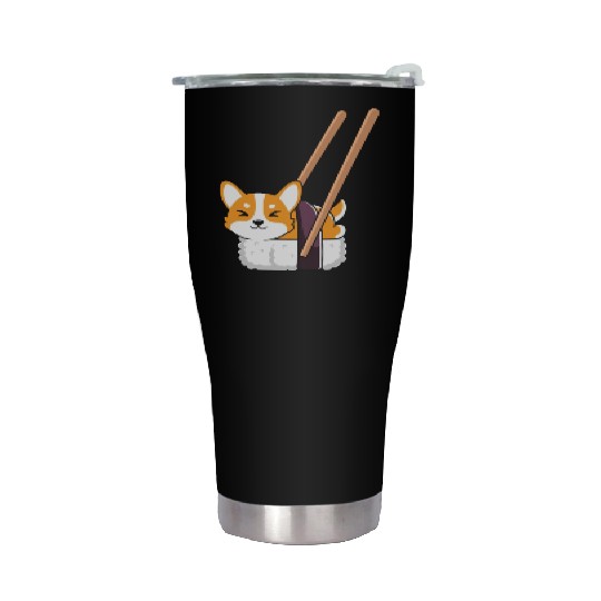 Kawaii Sushi Corgi Roll Lover Stainless Steel Tumblers