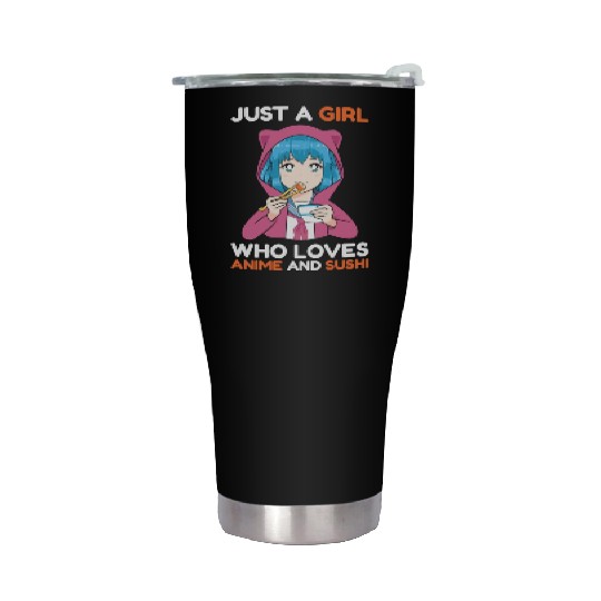 Anime Girl Anime and Sushi Stainless Steel Tumblers