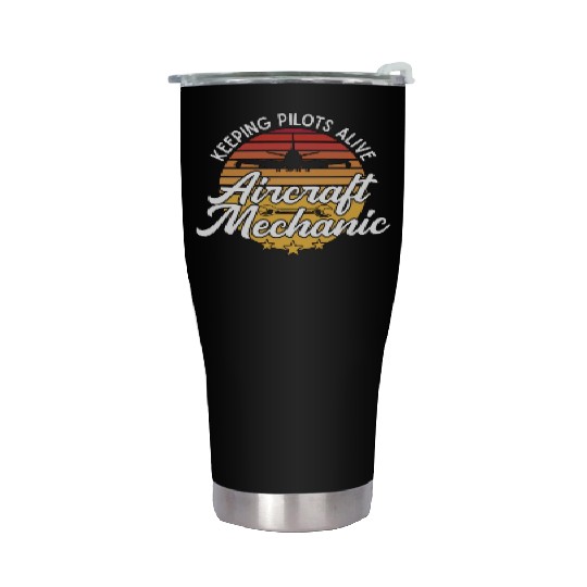 Aircraft Mechanic Keeping Pilots Alive Retro Fix Stainless Steel Tumblers