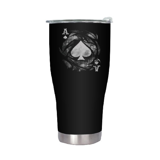 Ace Of Spades card Grunge Distressed Stainless Steel Tumblers