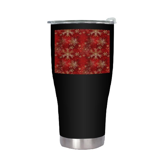Snowflakes Pattern Red Gold Stainless Steel Tumblers