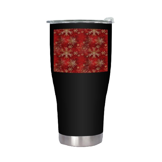 Snowflakes Pattern Red Gold Stainless Steel Tumblers