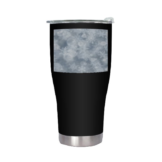 Grey White Snowflakes Pattern Stainless Steel Tumblers