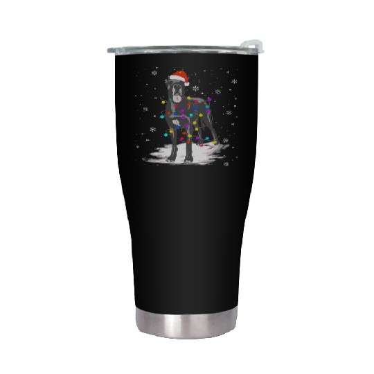 Great Dane With Christmas Lights Santa Stainless Steel Tumblers