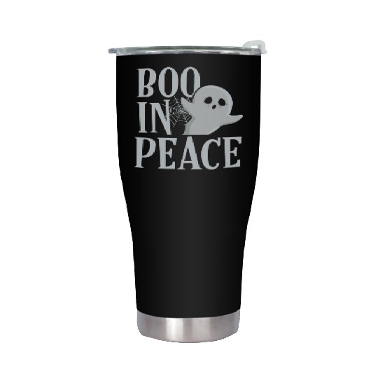 Boo In Peace Scary Horror Specter Ghost Halloween Stainless Steel Tumblers