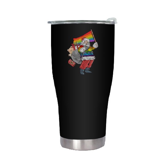 LGBTQ Santa Claus Christmas Rainbow Stainless Steel Tumblers