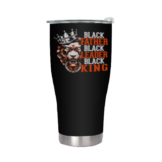 African Daddy Black Dad Afro Lion Stainless Steel Tumblers
