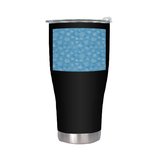 Pretty Light Blue Snowflakes Pattern Stainless Steel Tumblers