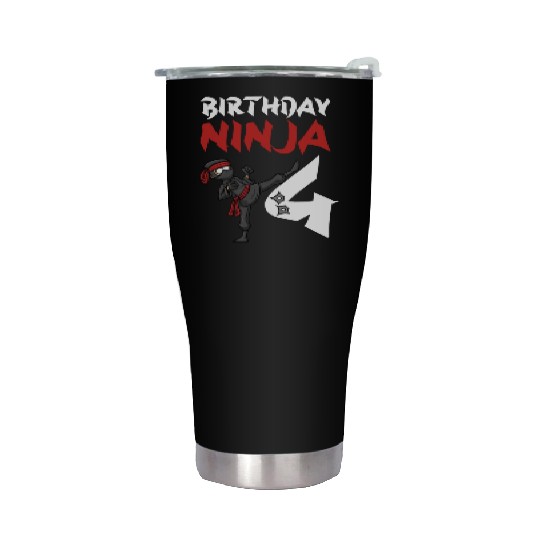 Birthday Party 4 Years Old Japanese Ninja Birthday Stainless Steel Tumblers