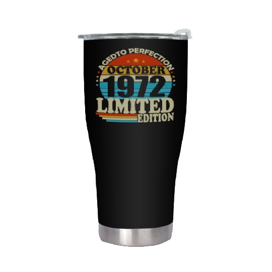 October 1972 Vintage Retro Birthday Gift Stainless Steel Tumblers