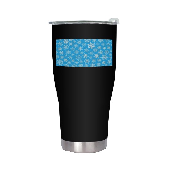 Winter Snowflakes Pattern Blue White Stainless Steel Tumblers