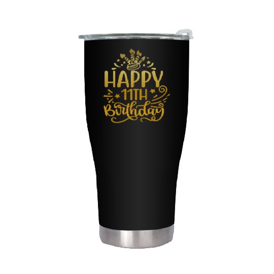 Happy 11th Birthday Presents 11 Year Old Gift Gold Stainless Steel Tumblers