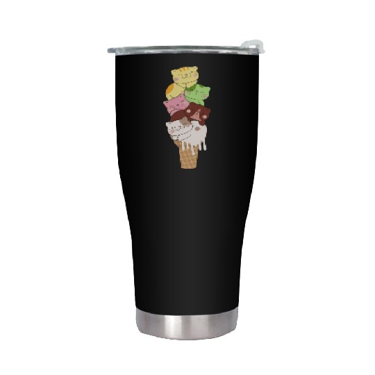 Kawaii Ice Cream Cat Lover Stainless Steel Tumblers