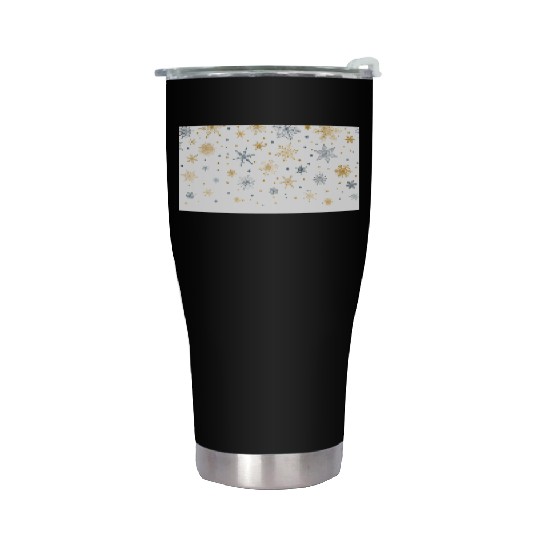 Elegant Snowflakes White Gold Silver Stainless Steel Tumblers