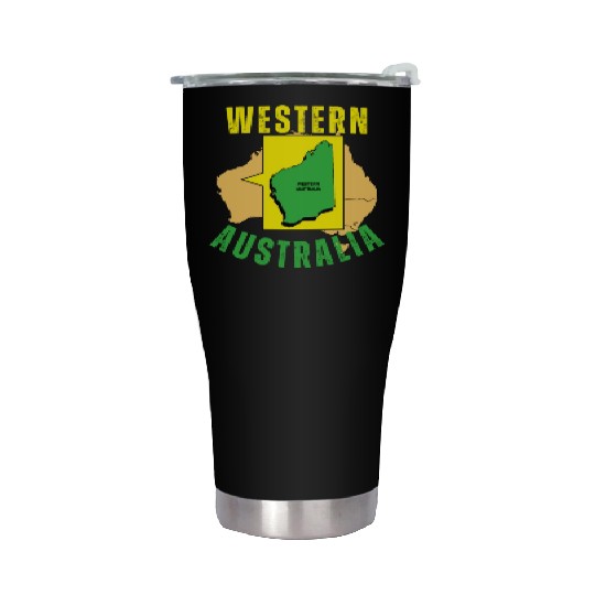 Western Australia Yellow and Green Stainless Steel Tumblers