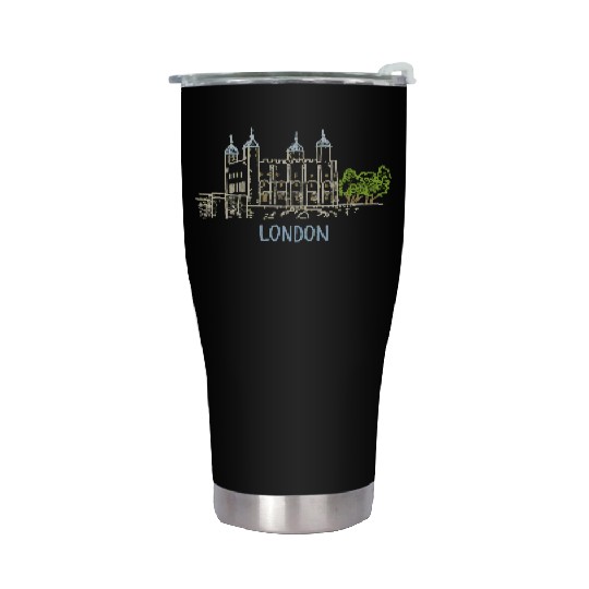 Tower Of London Unique Hand Drawn Art Stainless Steel Tumblers