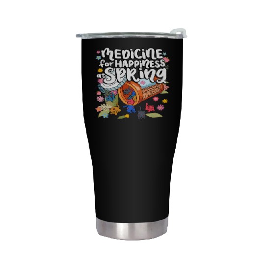 Medicine For Happiness At Spring Cat Gummies Stainless Steel Tumblers
