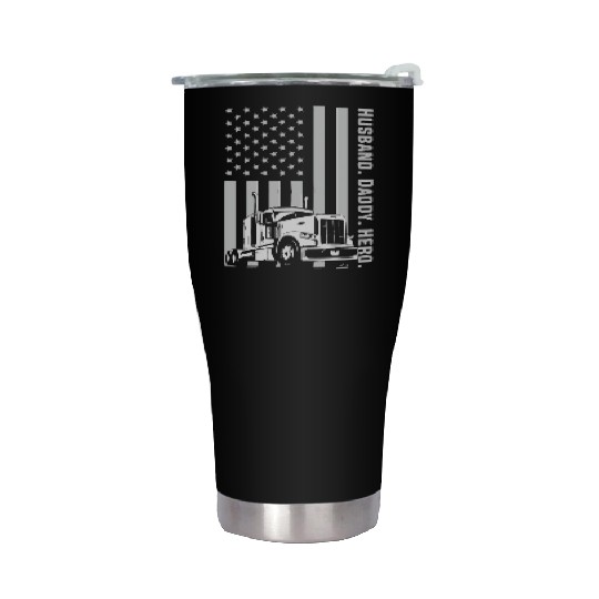 Patriotic Trucker Dad Truck Driver Stainless Steel Tumblers