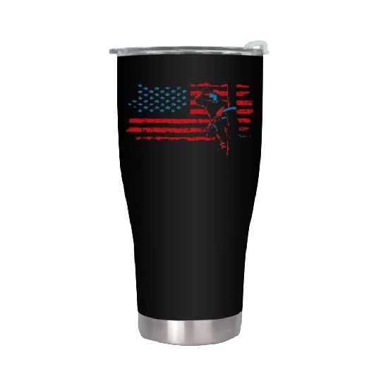 Lineman Electrician US Flag Gift For Men And Women Stainless Steel Tumblers