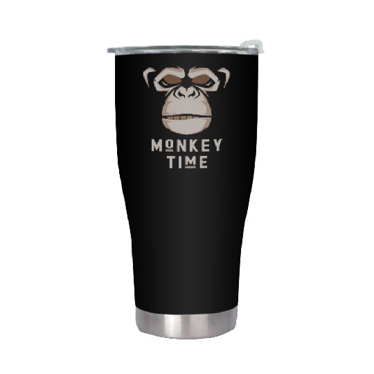 It's Monkey Time Cute Adorable Funny Monkey Face Stainless Steel Tumblers