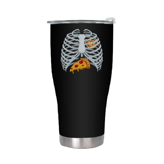 Funny PIzza Skeleton Rib Cage Halloween Costume Stainless Steel Tumblers
