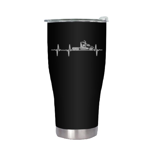 Truck Driver Heartbeat Truck Trucker Heartbeat Stainless Steel Tumblers