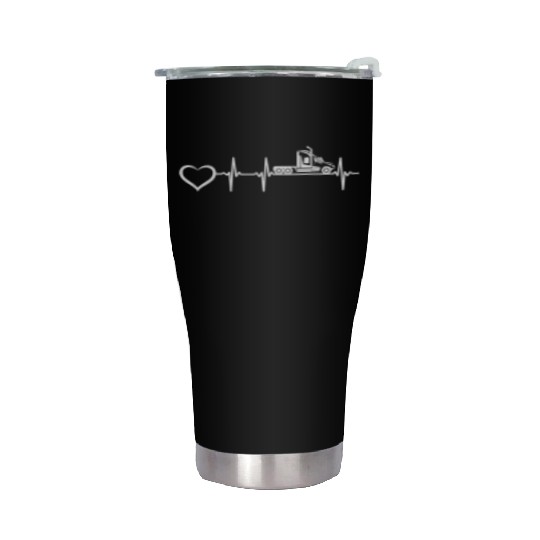 Truck Driver Heartbeat Trucking Heartbeat Truck Tr Stainless Steel Tumblers