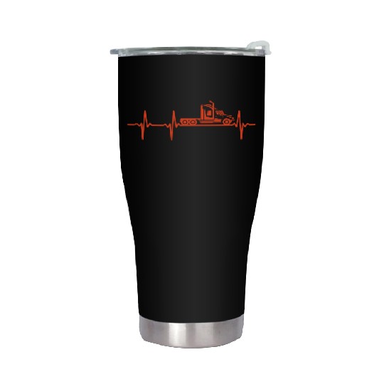 Trucking Trucker Heartbeat Truck Driver Heartbeat Stainless Steel Tumblers