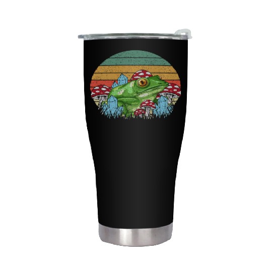 Retro Realistic Toad Frog Mushrooms Stainless Steel Tumblers