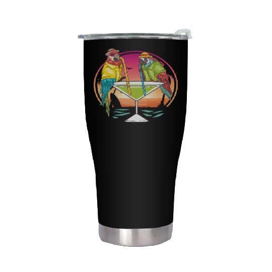 Parrots Drinking Margarita Hawaiian Birds Gift Stainless Steel Tumblers