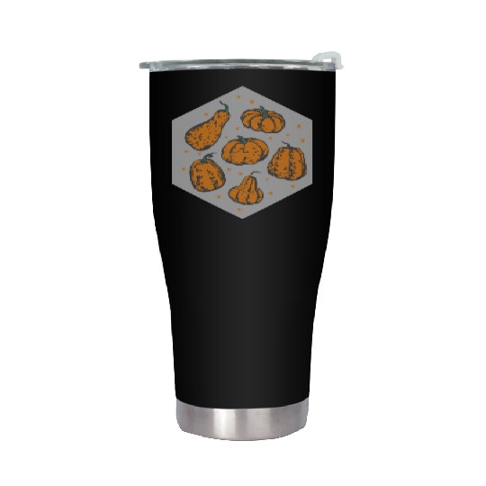 Halloween Theme Cute Pumpkins Hexagon Coffee Stainless Steel Tumblers