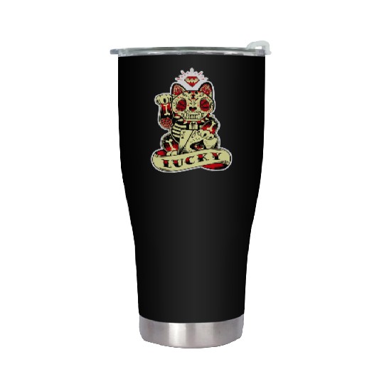 lucky cat Skull Candy Stainless Steel Tumblers