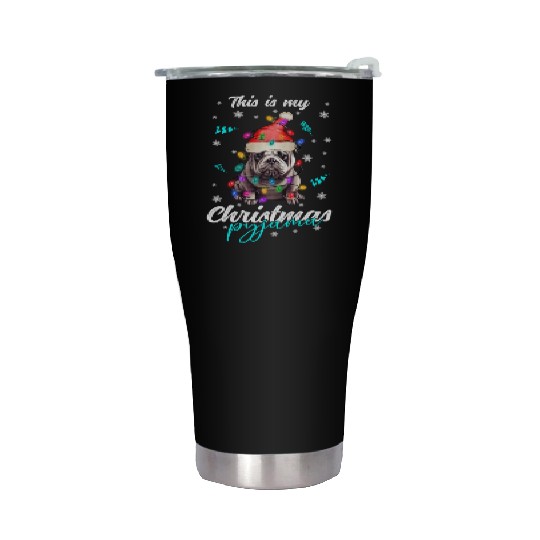 Winter Christmas Pyjama Bulldog Stainless Steel Tumblers